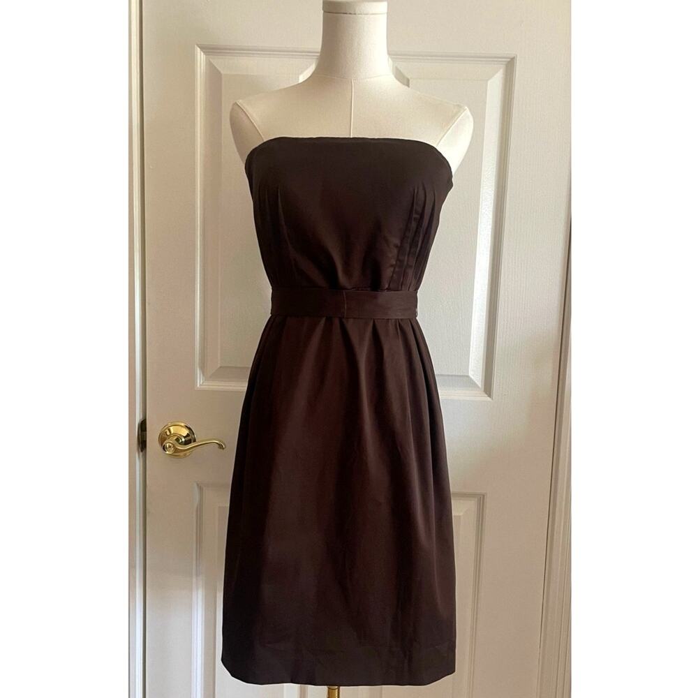 Calvin Klein Chocolate Brown Strapless Cotton Cocktail Dress Size 10